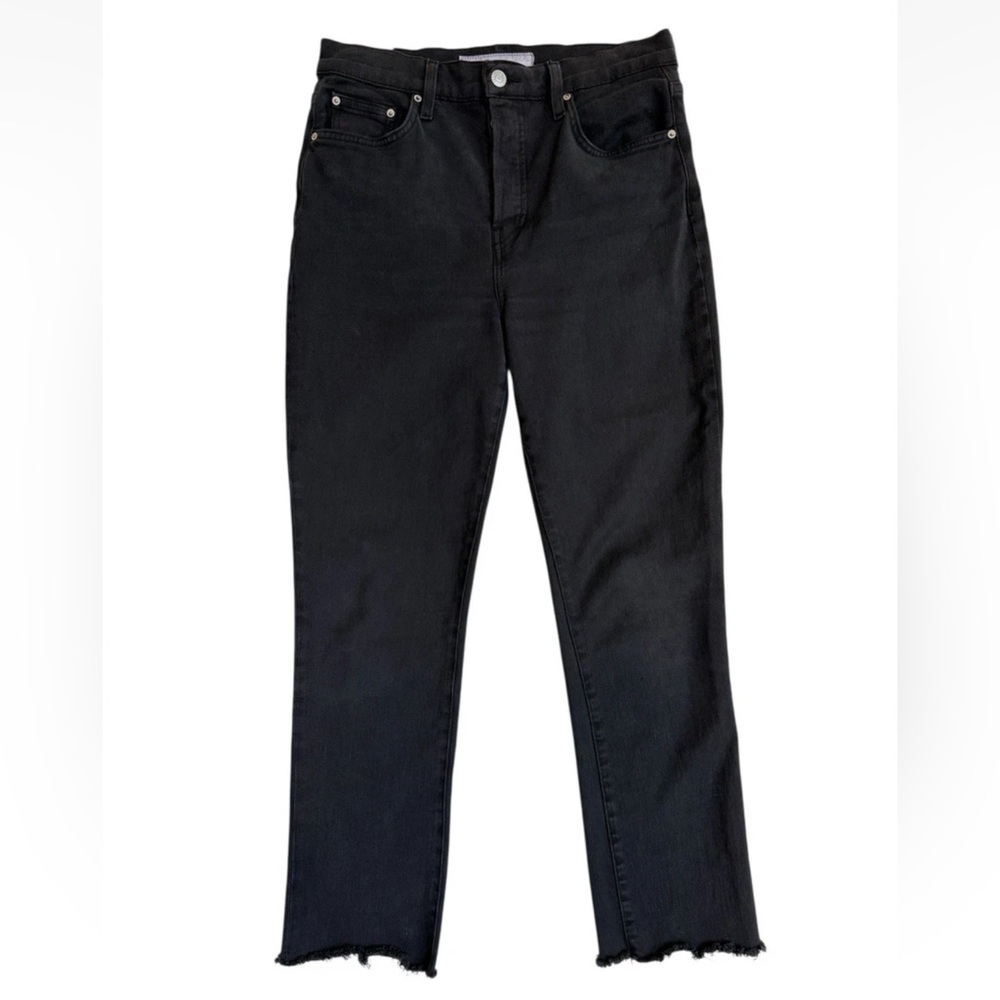 Frank & Eileen Cork Jeans Sz 28 Worn Black Button Fly Raw Hem Straight